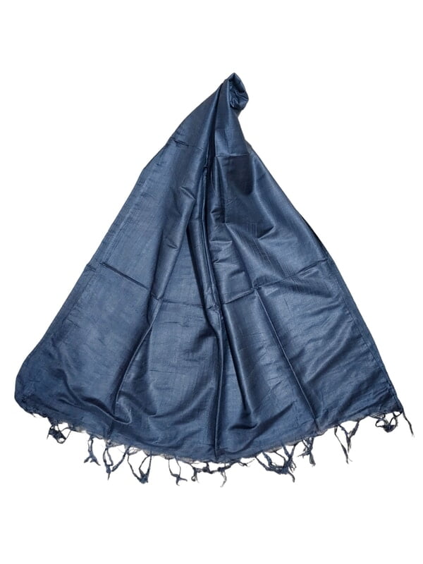 Grey Cotton Silk Solid Dupatta