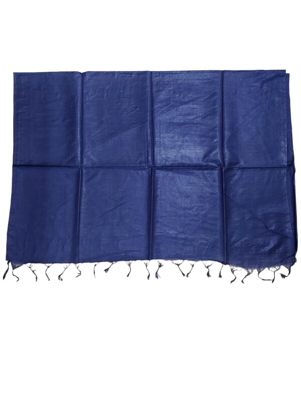 Navy Blue Cotton Silk Solid Dupatta