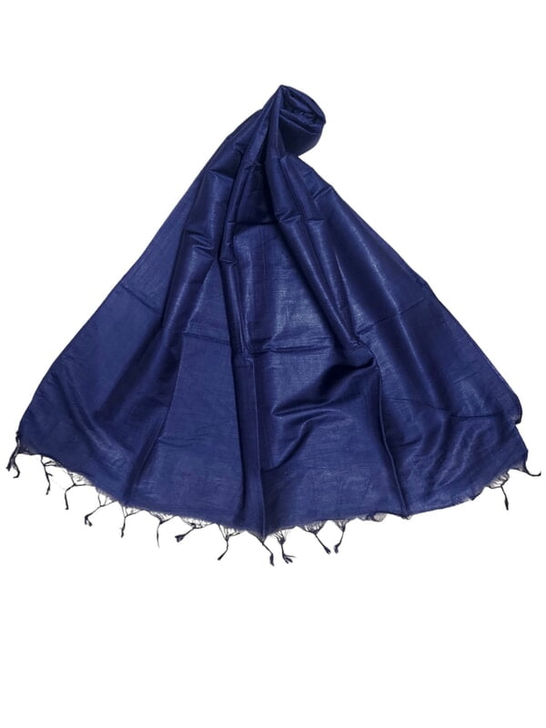 Navy Blue Cotton Silk Solid Dupatta