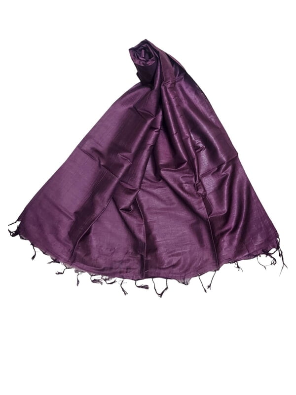 Wine Cotton Silk Solid Dupatta