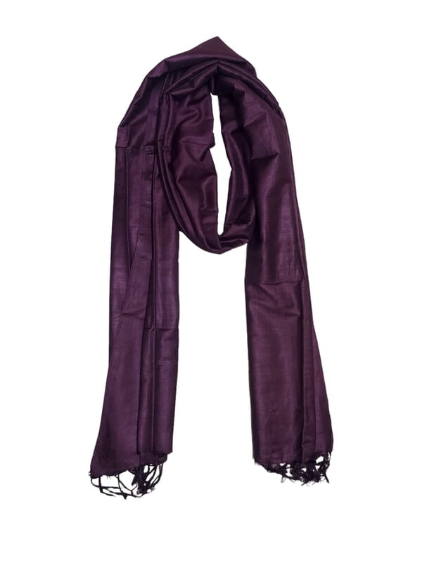 Wine Cotton Silk Solid Dupatta