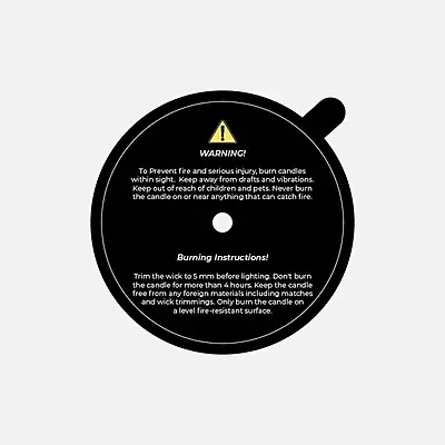 Candle Accessory - Dust Cover (Warning Label) - Black (Pack of 50) Candle Accessory - Dust Cover (Warning Label) - Black (Pack of 50)