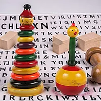 Channapatna Wooden Stacking Toy & Roly Poly Toy