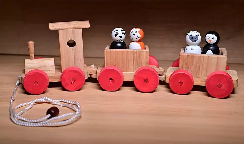 Wooden Train Pull Along Toy