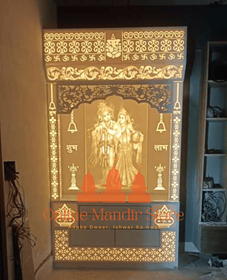 Radha Krishan Devotion Full Corian Mandir with Backlight Radha Krishan Devotion Full Corian Mandir with Backlight