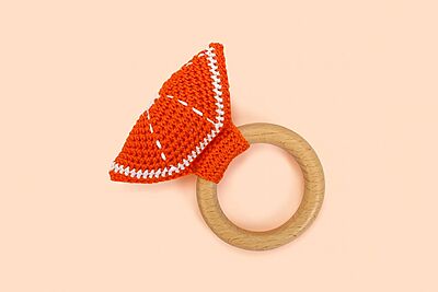 Orange Crochet Teether Rattle Orange Crochet Teether Rattle