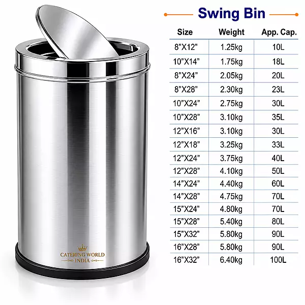 SWING BIN DUSTBIN BLACK 10 14
