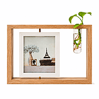 Wooden Photo Frame With Glass Vase Holder