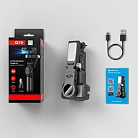 Q19 360° Smartphone Gimbal Stabilizer with AI Face Tracking, Fill Light, Extendable Selfie Stick Tripod