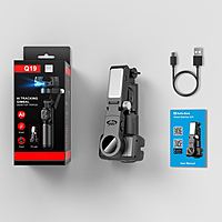 Q19 360° Smartphone Gimbal Stabilizer with AI Face Tracking, Fill Light, Extendable Selfie Stick Tripod