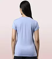 Enamor Essentials Womens E147-Short Sleeve Crew Neck Slim Fit Stretch Cotton Tee