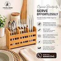Wooden Cutlery Holder Organiser