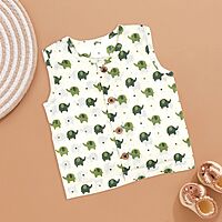 Olive Elephant Sleeveless Cotton Baby Jhabla Olive Elephant Sleeveless Cotton Baby Jhabla
