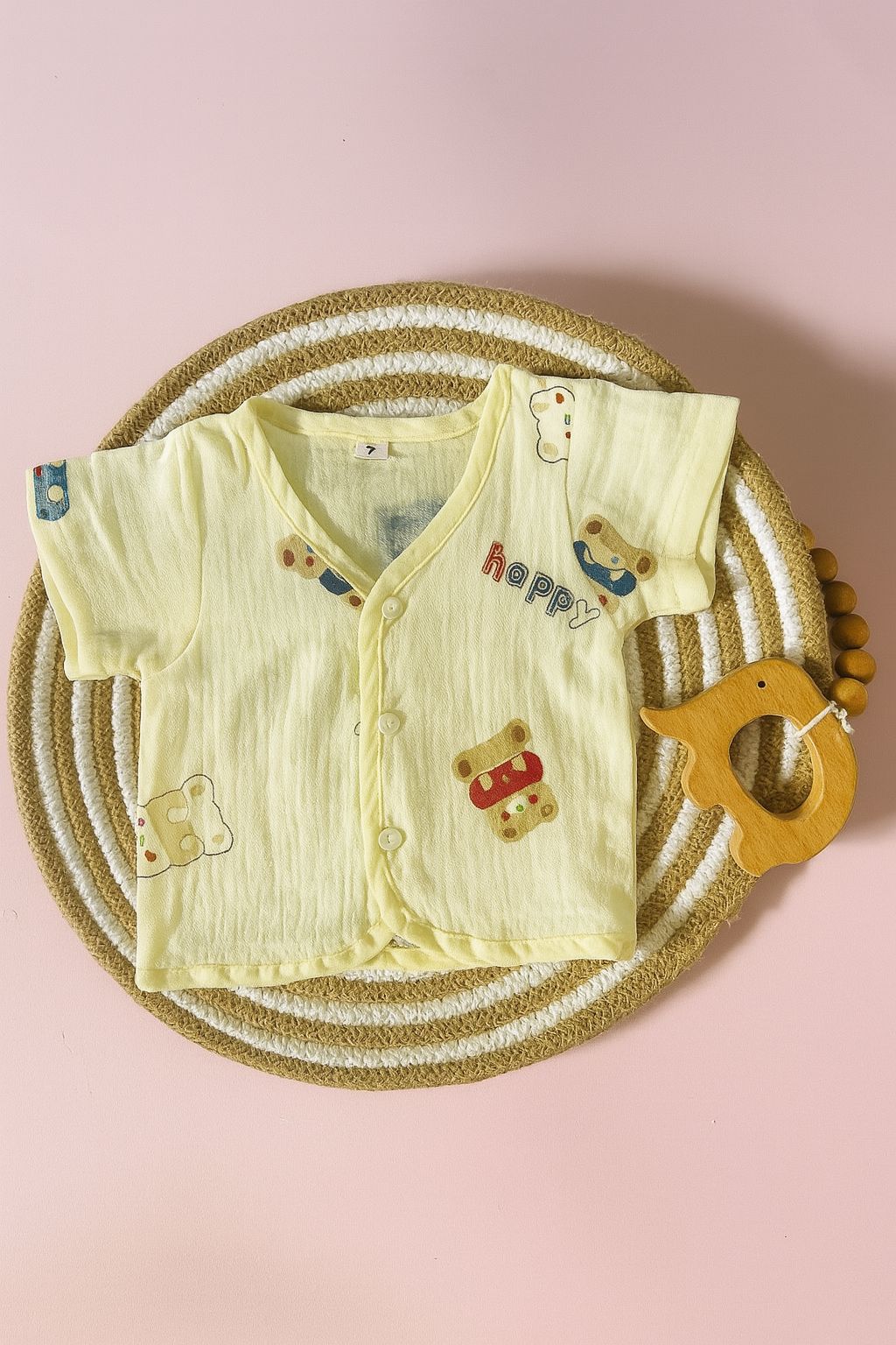 Premium Crinkled Muslin Cotton Jhabla (0–3 Months) – With Sleeves Premium Crinkled Muslin Cotton Jhabla (0–3 Months) – With Sleeves