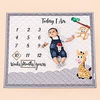 Baby Monthly Milestone Cotton Blanket & Photo Props – Safari Story Baby Monthly Milestone Cotton Blanket & Photo Props – Safari Story
