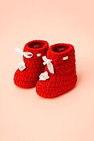 Red Frost Handknitted Baby Booties (6–12 Months) Red Frost Handknitted Baby Booties (6–12 Months)