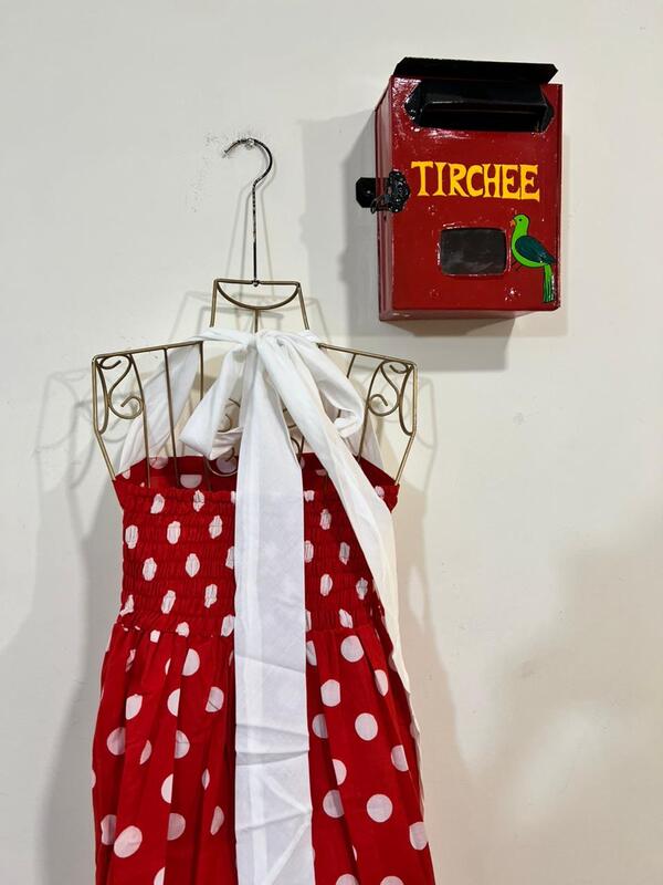 Hoor's Halter Neck Tube Dress - Red & Polka