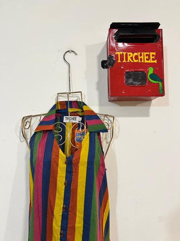 Cyra's Racer Back Dress with Collar -Multi-colour Stripes