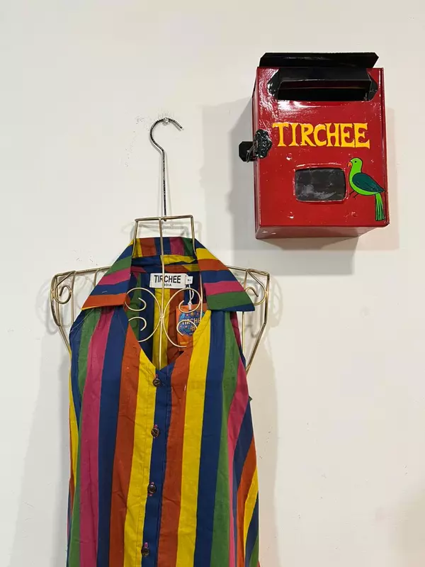 Cyra's Racer Back Dress with Collar -Multi-colour Stripes