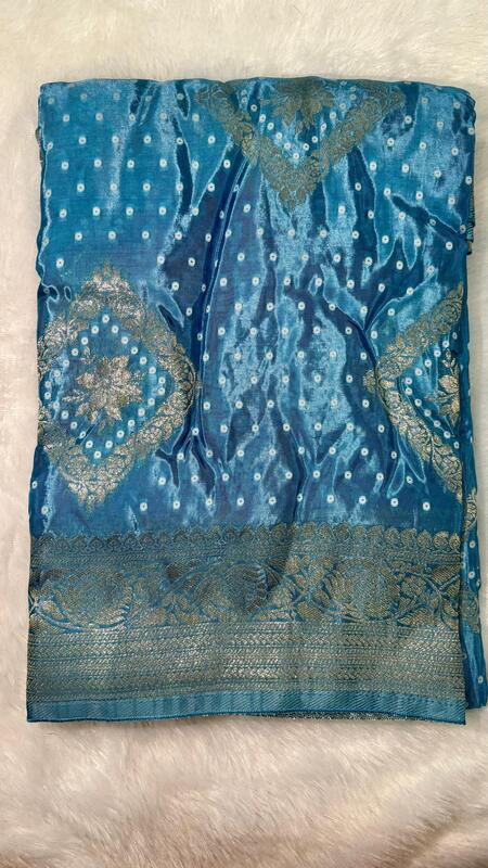Banarasi Russian silk with Bandini weaving saree