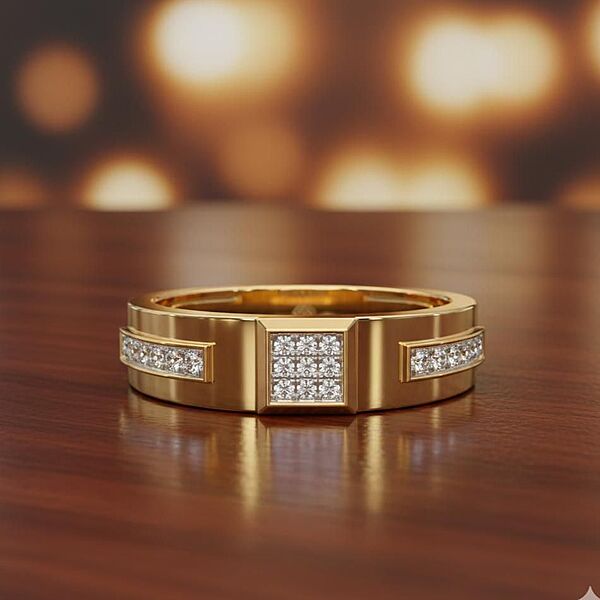 Diamond & Gold Ring for Men 14kt Yellow Gold