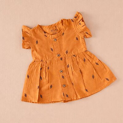 Honey Mustard Ethnic Frill Frock