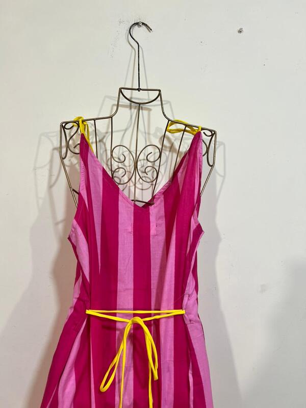 Anika's Free-Size Strappy Dress - Pink & Pink Stripes