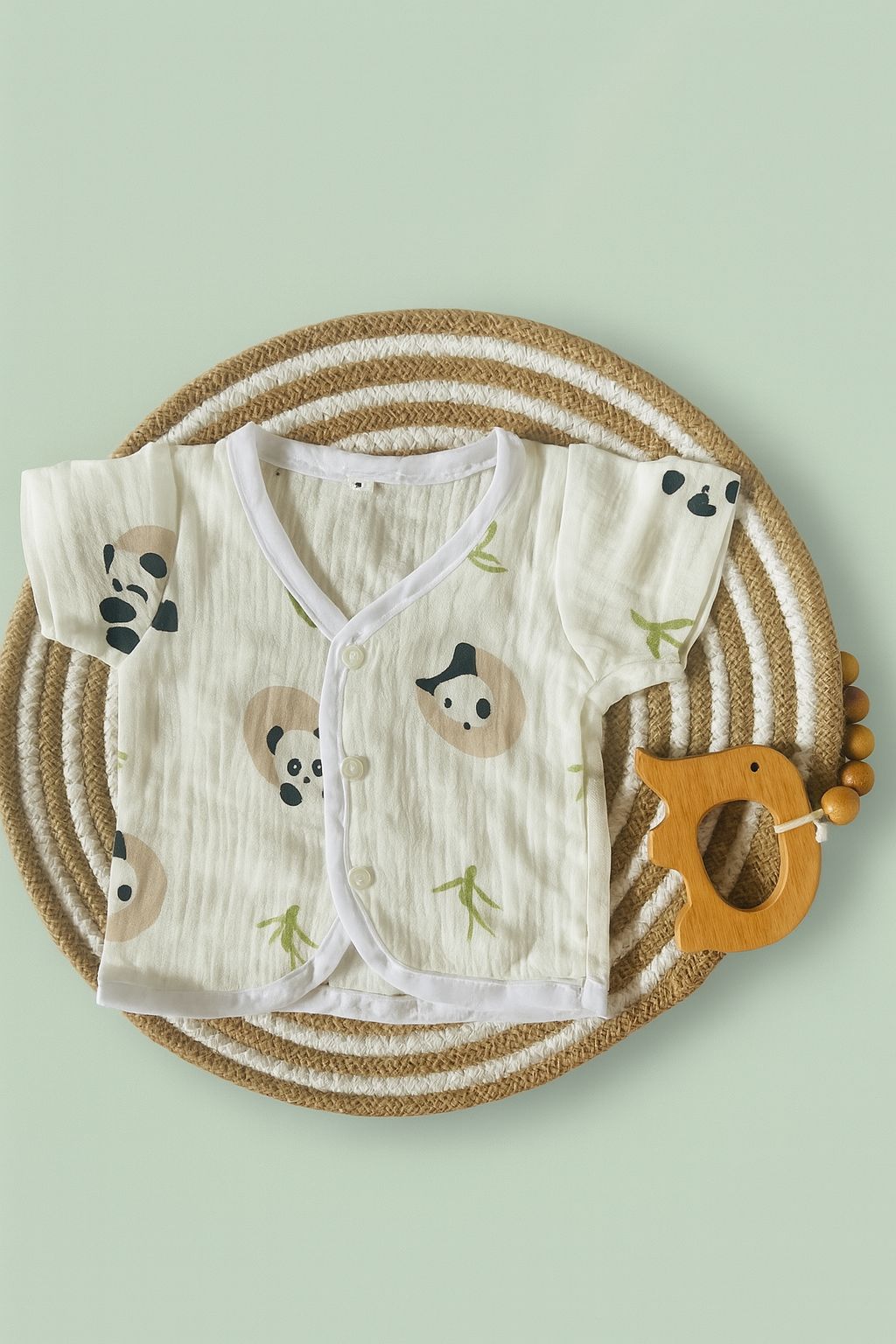 Premium Crinkled Muslin Cotton Jhabla (0–3 Months) – With Sleeves