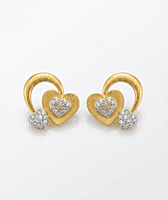 18 kt gold three hearts earrings