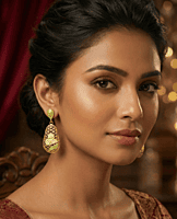 18 kt lattice work ear danglers