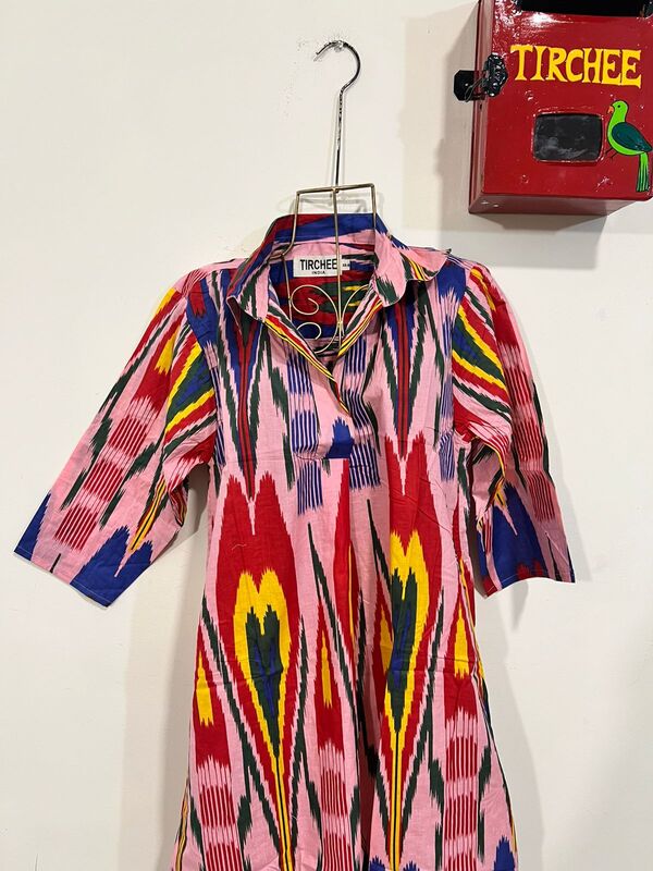 Rajni’s Easy Shirt Dress - Pink & Colourful Ikkhat