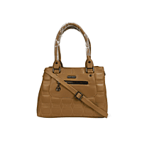 Tan Quilted Handbag with Dual Handles