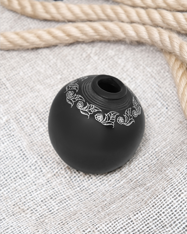 Ebony Elegance Round Vase