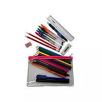 Stationery Filled Pink Zip 8x5"" Pencil Case with Colouring Pencils