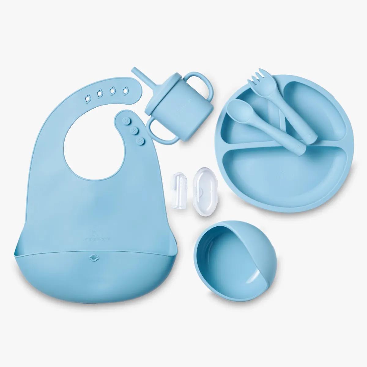 Copy of Cuddle Cubs BPA Free Baby Feeding Set - 7pc Silicone Meal kit - Blue