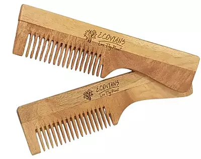Eco friendly neem wood comb with handle for daily grooming