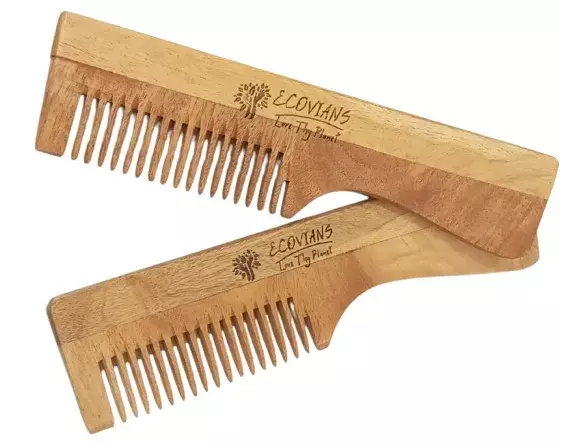 Eco friendly neem wood comb with handle for daily grooming Eco friendly neem wood comb with handle for daily grooming