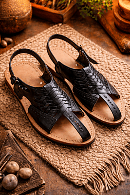 Chamba Origins — The Braided Black Men's Hand-Stitched Leather Chappal