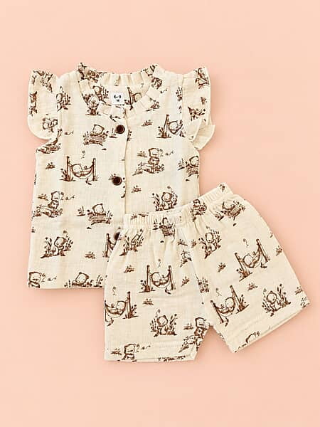 Yaazhi - Muslin Co-ord Set | Assorted Prints - 3-6m Yaazhi - Muslin Co-ord Set | Assorted Prints - 3-6m