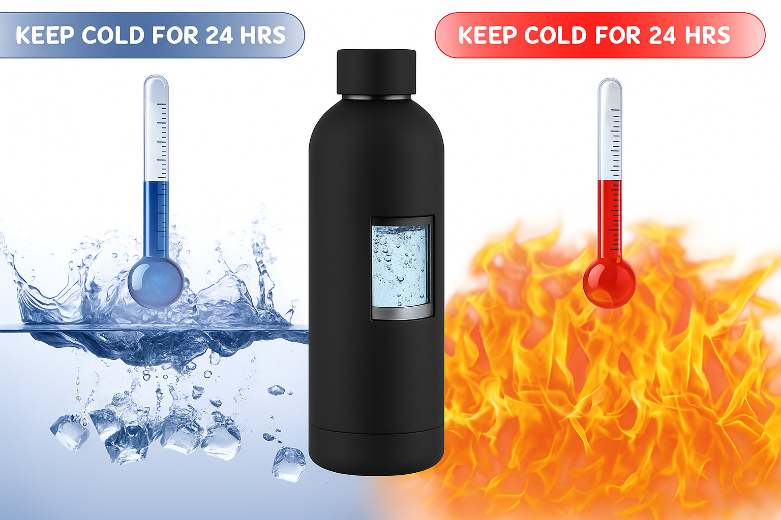 Rubber Coated Steel Flask - Black