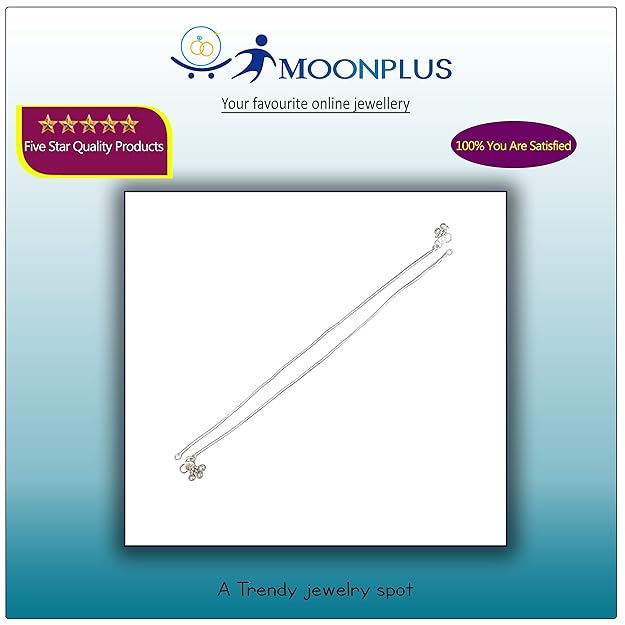 Sterling Silver Paayal Anklet | plain Design silver Kolusu for Women and Girls
