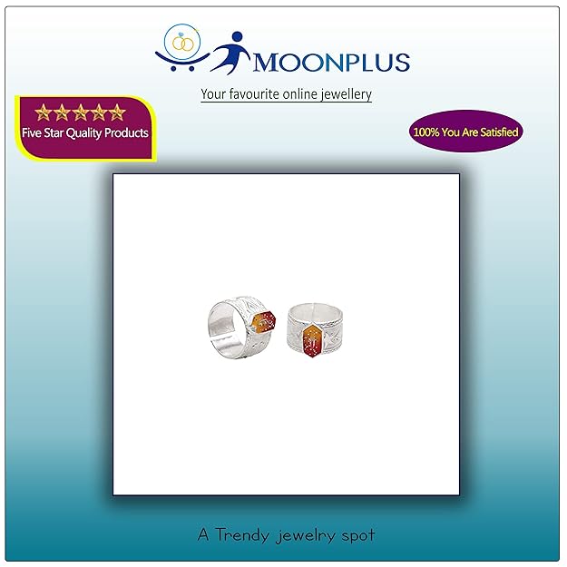 Silver Toe Ring, Metti with Red Enamel