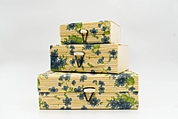 Bamboo utility box || bamboo jewelley box || costmetic box || shringar makeup storage box || set of 3 (Beige)