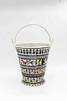 Handpainted Pattchitra Art Bucket/Balti for Decor and Serving
