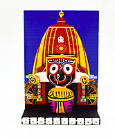 EELIKA Jaganath Murti Ratha Yatra Decorative Piece, 13 cm Height, Blue and Red