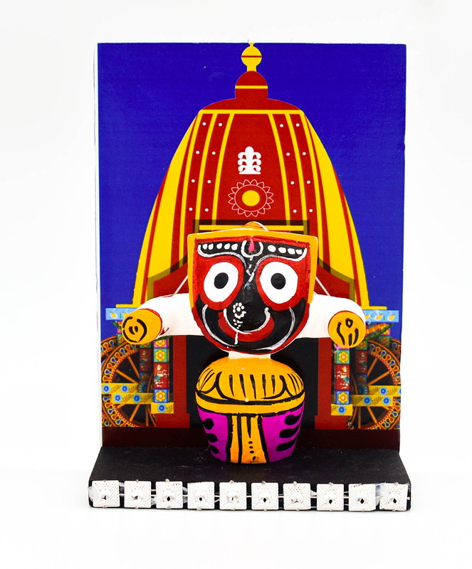 EELIKA Jaganath Murti Ratha Yatra Decorative Piece, 13 cm Height, Blue and Red