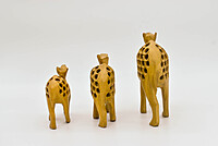 Decorative Wooden Camel Figurines, Set of 3, Handcrafted Jali Design, Natural