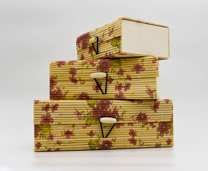 Bamboo utility box || bamboo jewelley box || costmetic box || shringar makeup storage box || set of 3 (Brown)