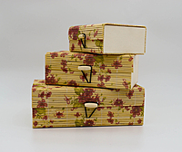 Bamboo utility box || bamboo jewelley box || costmetic box || shringar makeup storage box || set of 3 (Brown)