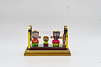 Lord Jagannath Glass Encased Decorative Idol Set with Gold Base, Car Dashboard Temple Decor